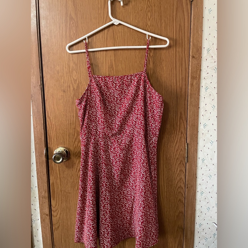 SHEIN Red Floral Midi Dress